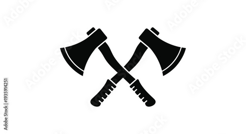 Two crossed black axes on a white background simple graphic
