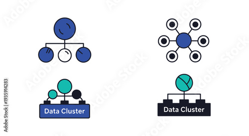 Data Cluster Line modern color style illustration