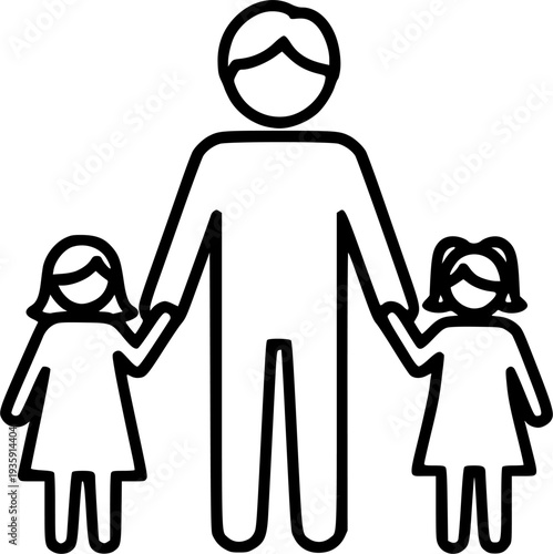 Thin Outline Icon Many Human Figures Next to Each Other, Three Persons. Such Line sign as Family, Meeting Men, Close People. Vector Isolated Pictograms for Web on White Background Editable Stroke.