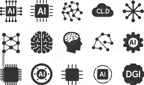 Artificial intelligence and technology icons