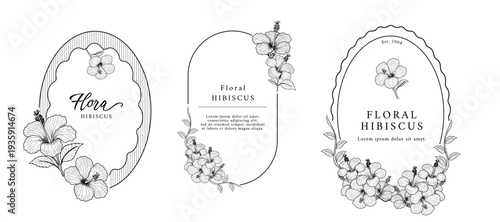Luxury floral frame line art for elegant design, wedding invitation, thank you card, save the date card. Flower packaging and branding.