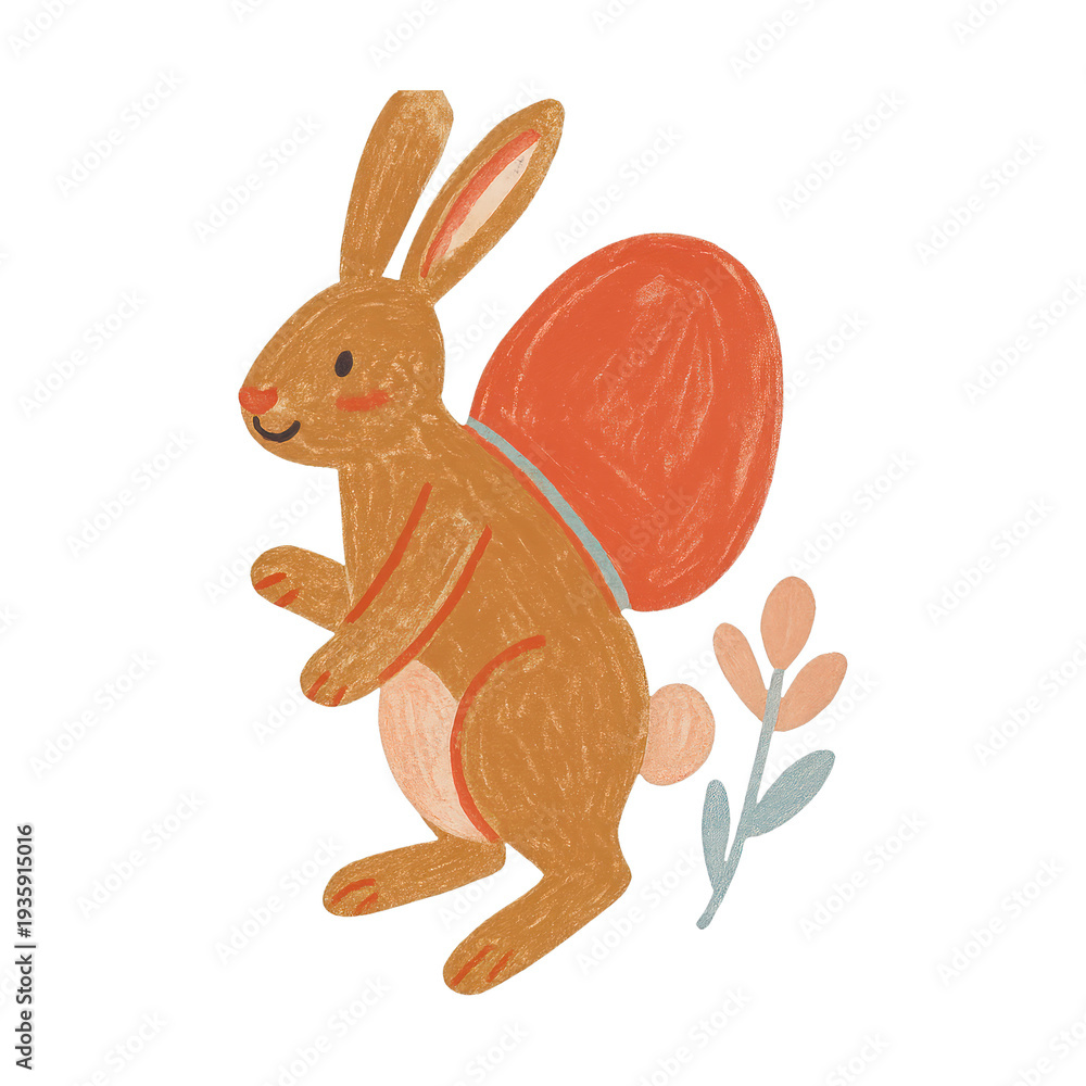 Obraz premium PNG Cute bunny with Easter egg