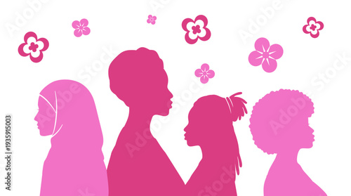 Population and society with different people. Women Communication crowd of families and multiethnic people and different cultures.Sociology.Crowding and density of people.Silhouette profile