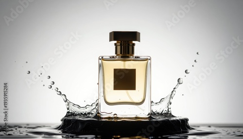 Wallpaper Mural Elegant perfume bottle splashing water studio setting product photography minimalistic background close-up angle luxury concept for seo impact Torontodigital.ca
