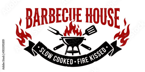 Barbecue House Logo Vintage Style
