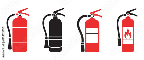 Professional Fire Extinguisher Icon, Bold Vector Design, Fire Safety Signage, Emergency Exit Symbol, Workplace Hazard Illustration