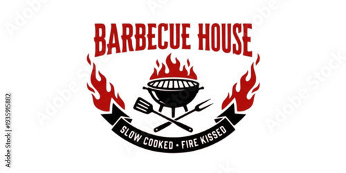 Barbecue House Logo Vintage Style
