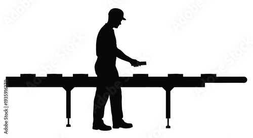 A black silhouette of a man operating a control board with faders emphasizing musical performance silhouette high quality professional
