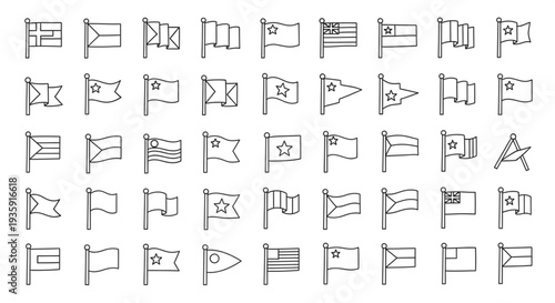 Collection of National Flags Icons Vector Illustration.