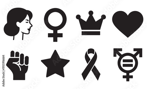 Set of 8 equality and empowerment icons vector