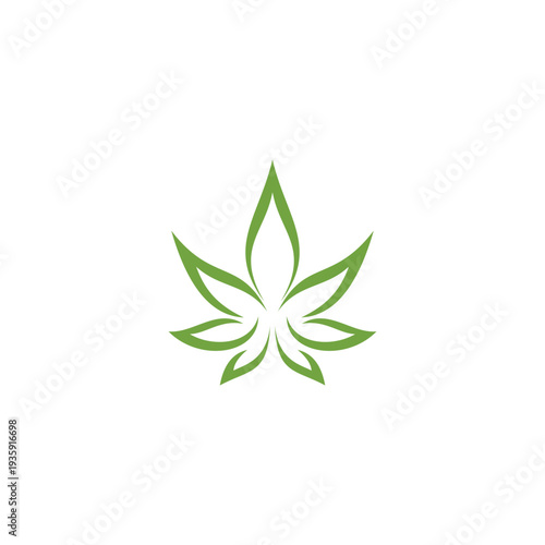 Cannabis Leaf Symbol A Simple and Elegant Green Design.