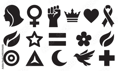 Set of 16 social justice and equality icons vector