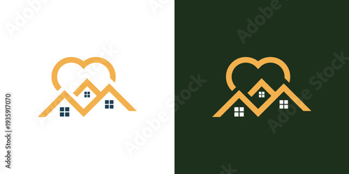 Heartshaped house logo design for real estate business.