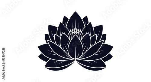 Black Lotus Flower Illustration Design Element.