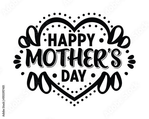 Happy mothers day message enclosed in a large decorative heart shape