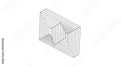 Geometric Shape with Angular Lines and Depth.