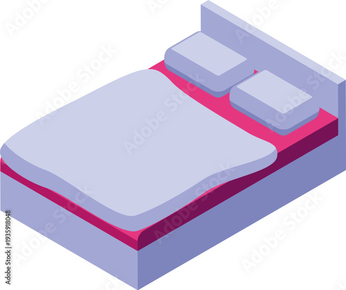 Cozy double bed inviting for a good night's sleep, perfect for bedroom or hotel room concepts