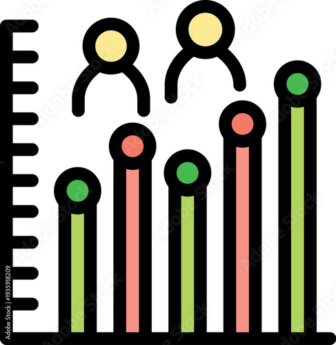 Data chart showing increasing user statistics with icons, representing growth and progress in a visually appealing way