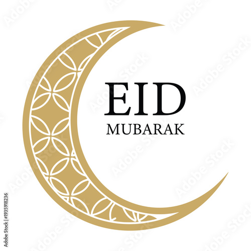 Minimal Gold Crescent Moon Eid Mubarak Islamic Vector Illustration