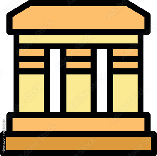 Simple yet elegant illustration of a greek temple, symbolizing ancient history, rich culture, and classical architecture
