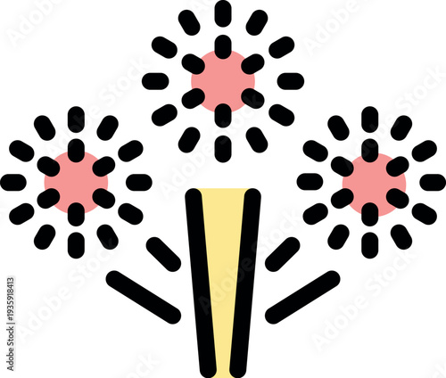 Colorful fireworks exploding against a white background, symbolizing celebration, joy, and festive occasions