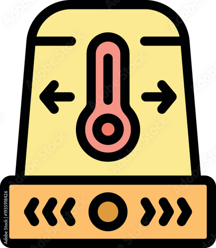 Temperature control panel indicating both increasing and decreasing temperature options, ideal for climate control systems