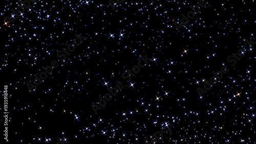 Sparkling deep space background with dense star field and cosmic constellations on black void. Ideal for science, astronomy, and cinematic sci-fi projects.