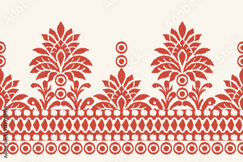 Motifs Ikat floral paisley embroidery background.geometric ethnic oriental pattern traditional.Aztec-style abstract. design for texture, fabric, clothing, wrapping, decoration