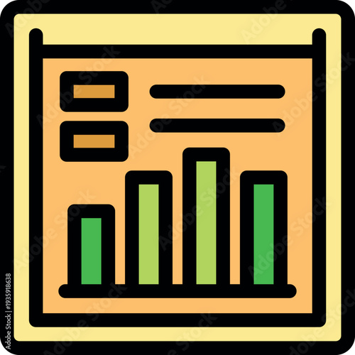 Report is showing growing bar chart with business data and marketing statistics