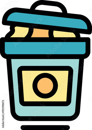 Instant noodles are being prepared in a cup with a lid and chopsticks