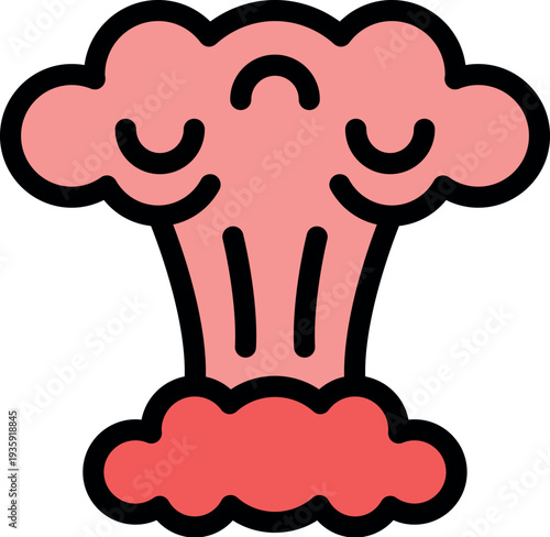 Cartoon atomic bomb exploding forming a mushroom cloud, potential concept for nuclear war or video games
