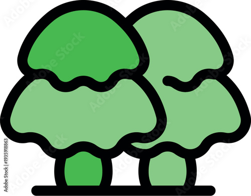 Two vibrant green trees stand together, representing nature, growth, and environmental concepts