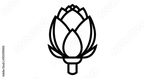 Simple Black Line Art Artichoke Illustration.