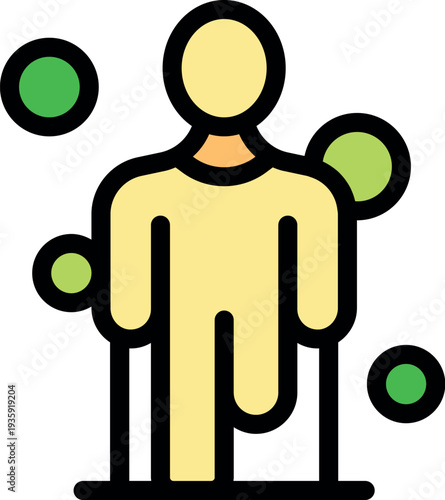 Patient with crutches is spreading virus particles around him, potentially infecting other people