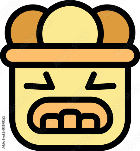Yellow emoticon showing teeth and wearing a crown, expressing anger