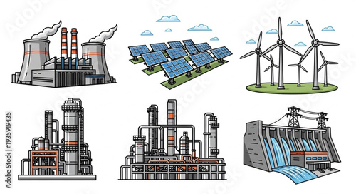 Collection of renewable and non-renewable energy production facilities.