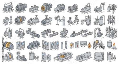 Collection of Industrial Machinery and Equipment Drawings.