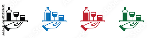 Alcohol bottles and glasses prohibition signs vector set isolated on white background