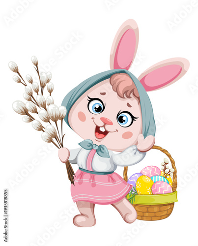 Cute cartoon rabbit. Happy Easter