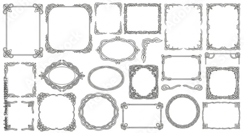 Collection of ornate vintage decorative borders and frames.