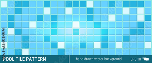 Light blue bathroom tile wall with a pool mosaic effect and crisp geometry. Minimal advertising background with calm lighting and realistic surface texture