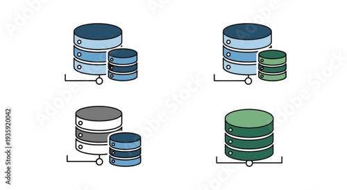 Database Line art clean vibrant tone illustration