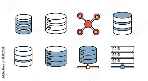 Database Line art minimal abstract clean illustration