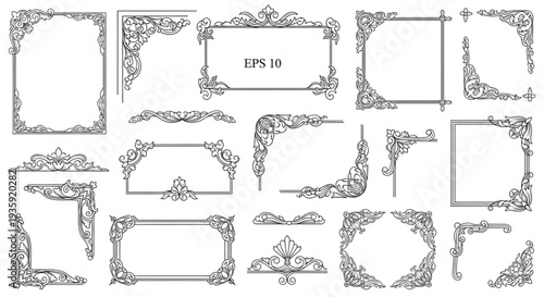 Collection of Ornate Vintage Decorative Frames and Borders.