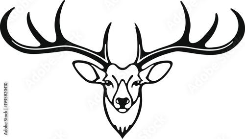 Deer head with large antlers illustration
