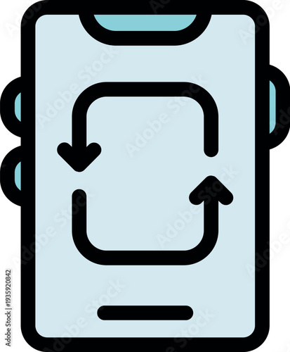 Simplified icon depicting data synchronization on a smartphone
