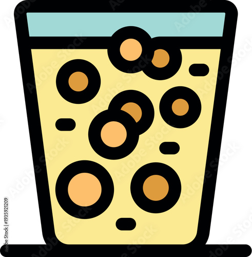 Glass of bubble tea showing boba pearls floating in a refreshing beverage, perfect taiwanese drink icon