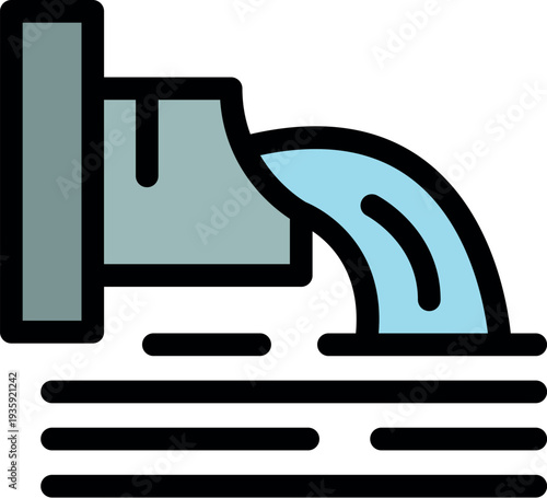 Water pollution from industrial pipe flowing into river, causing environmental damage and ecological harm