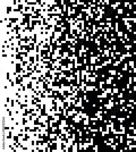 Black pixel noise effect. Digital image distortion
