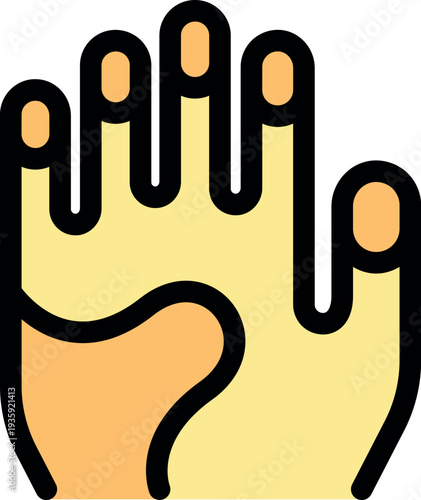 Simple graphic of an open hand with five extended fingers, representing counting, voting, or a high five